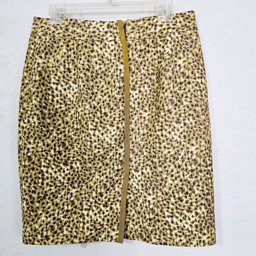 Ann Taylor Loft Brown Cream Animal Print Casual Mini Skirt Size 6 Minimalist - Picture 2 of 6